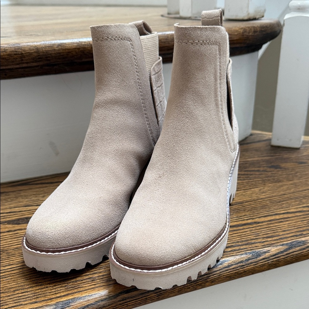 Dolce Vita Beige Ankle Wedge Booties